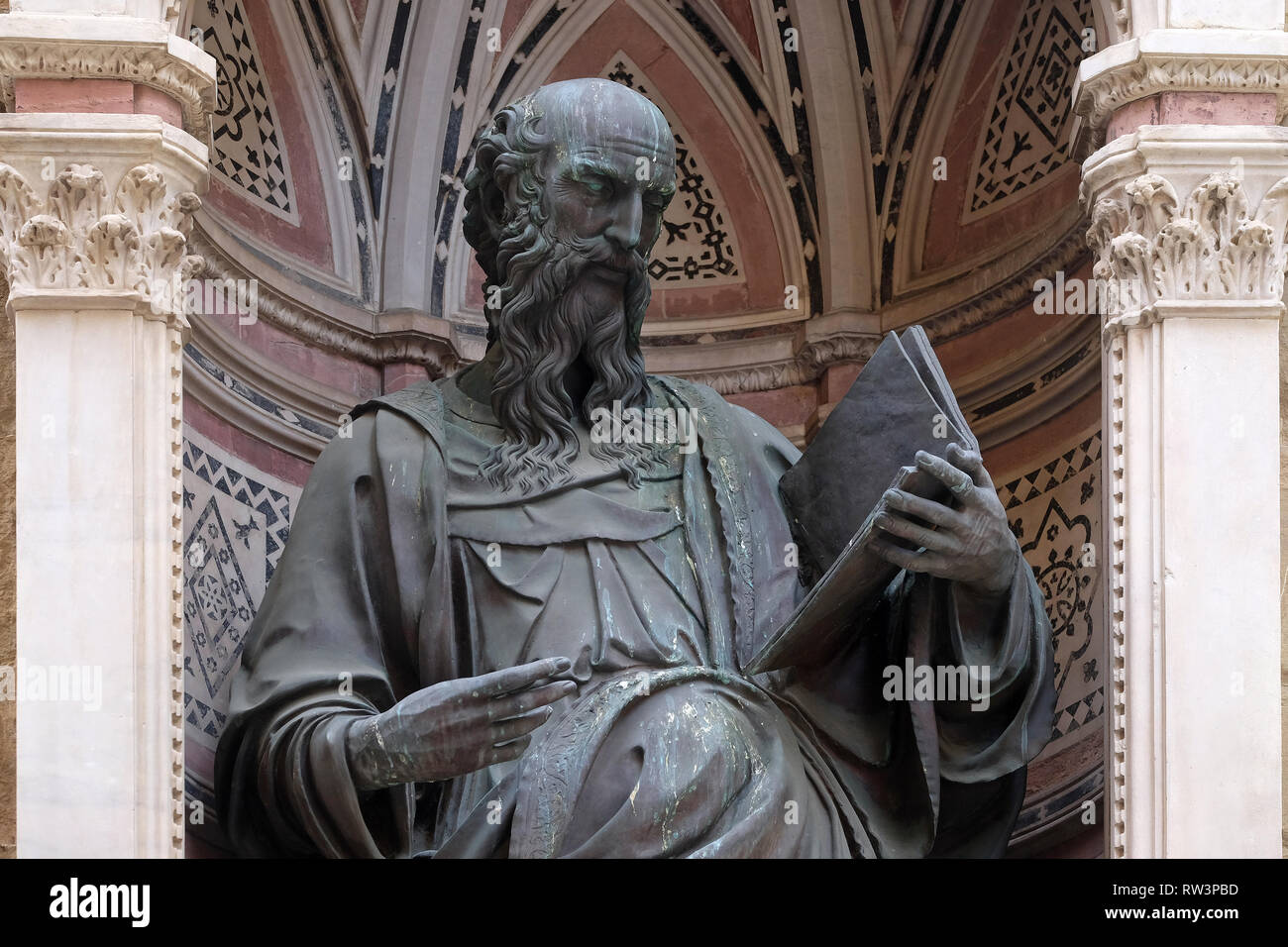 San Giovanni Evangelista di Baccio da Montelupo, Chiesa di Orsanmichele a Firenze, Toscana, Italia Foto Stock