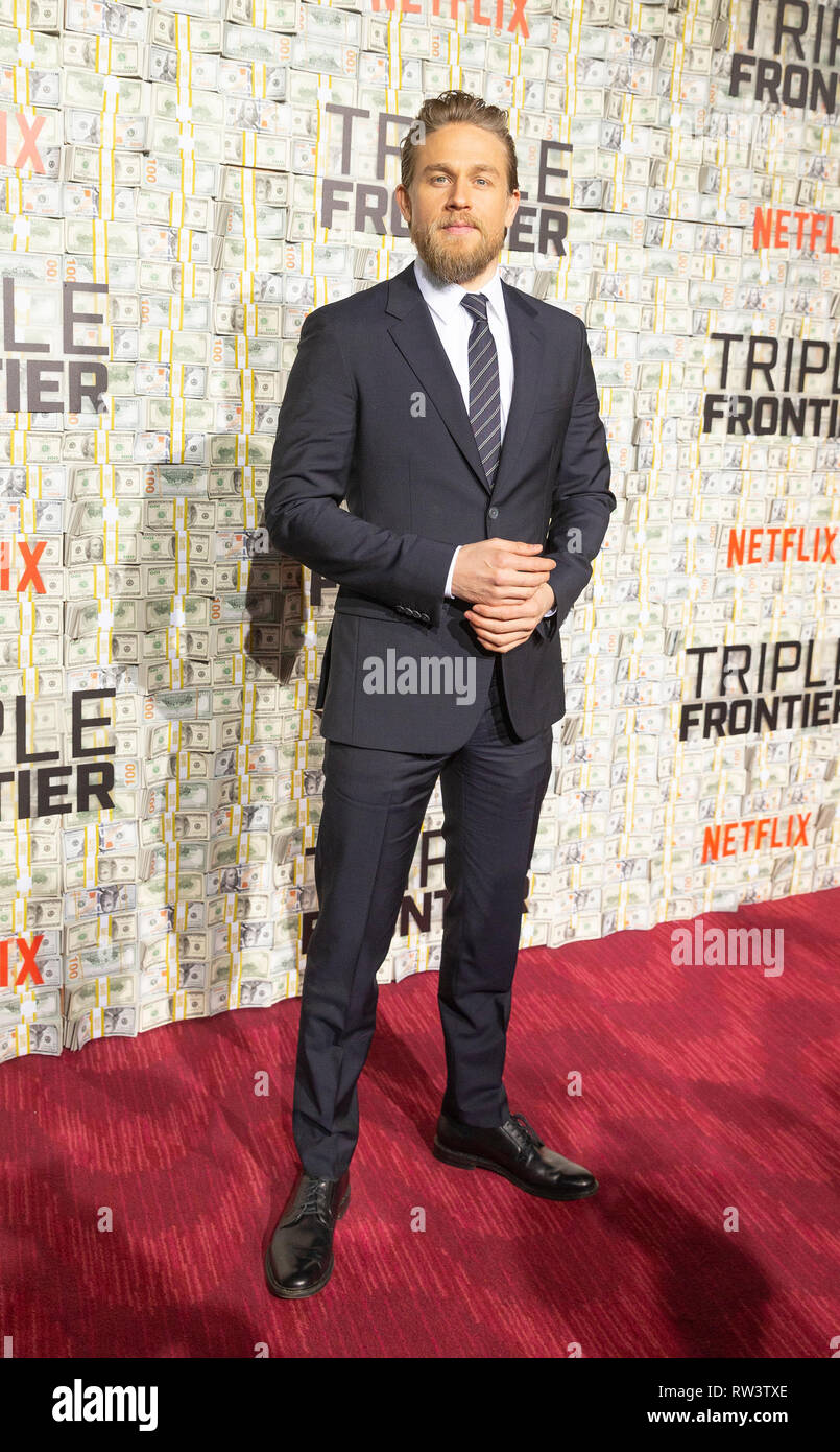 New York, Stati Uniti. 03 Mar, 2019. Charlie Hunnam assiste Netflix frontiera tripla Premiere Mondiale al jazz presso il Lincoln Center Credito: Lev Radin/Pacific Press/Alamy Live News Foto Stock