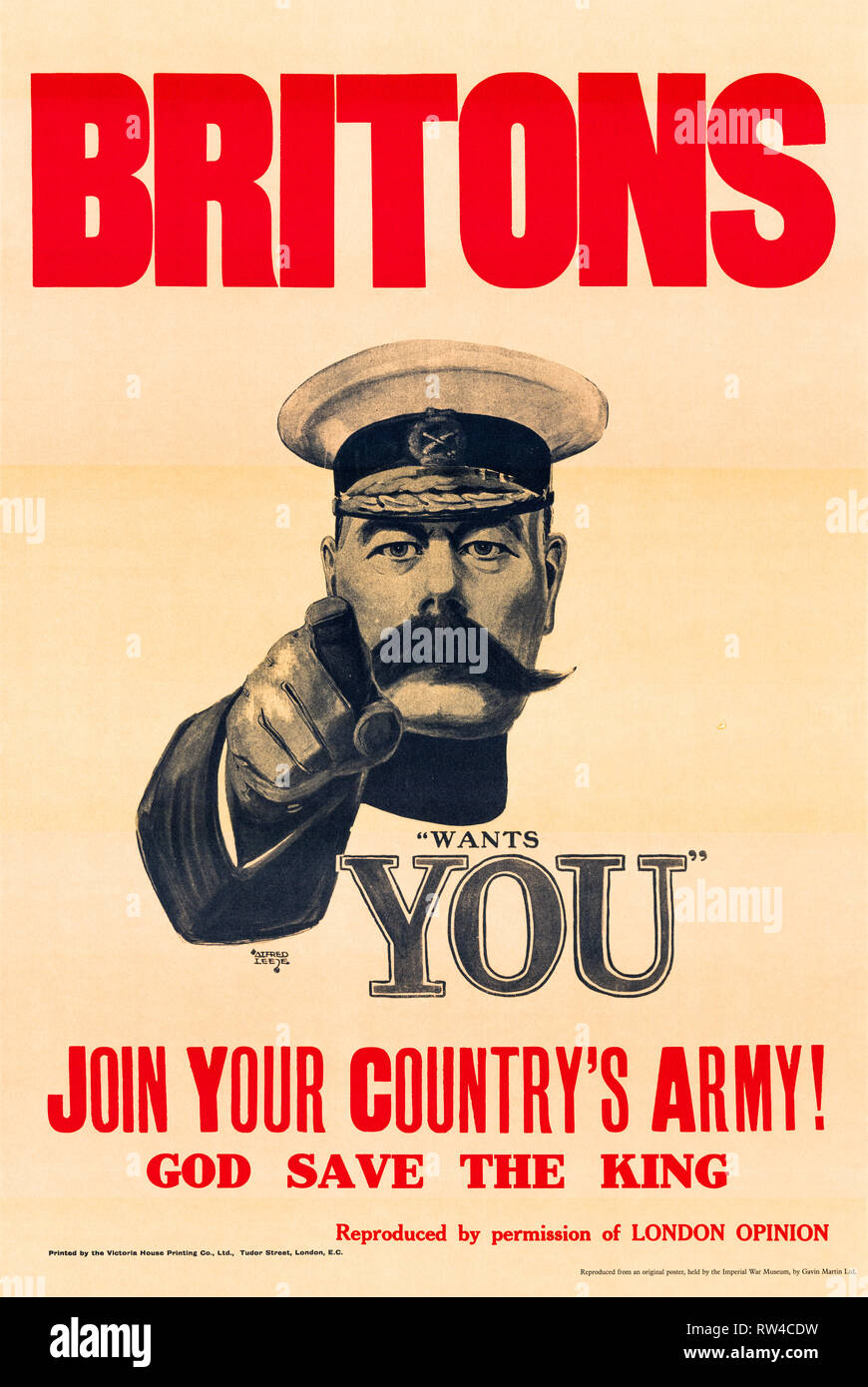 British World War 1 Kitchener poster, Britannici Kitchener vi vuole, 1914 da Alfred Leete Foto Stock