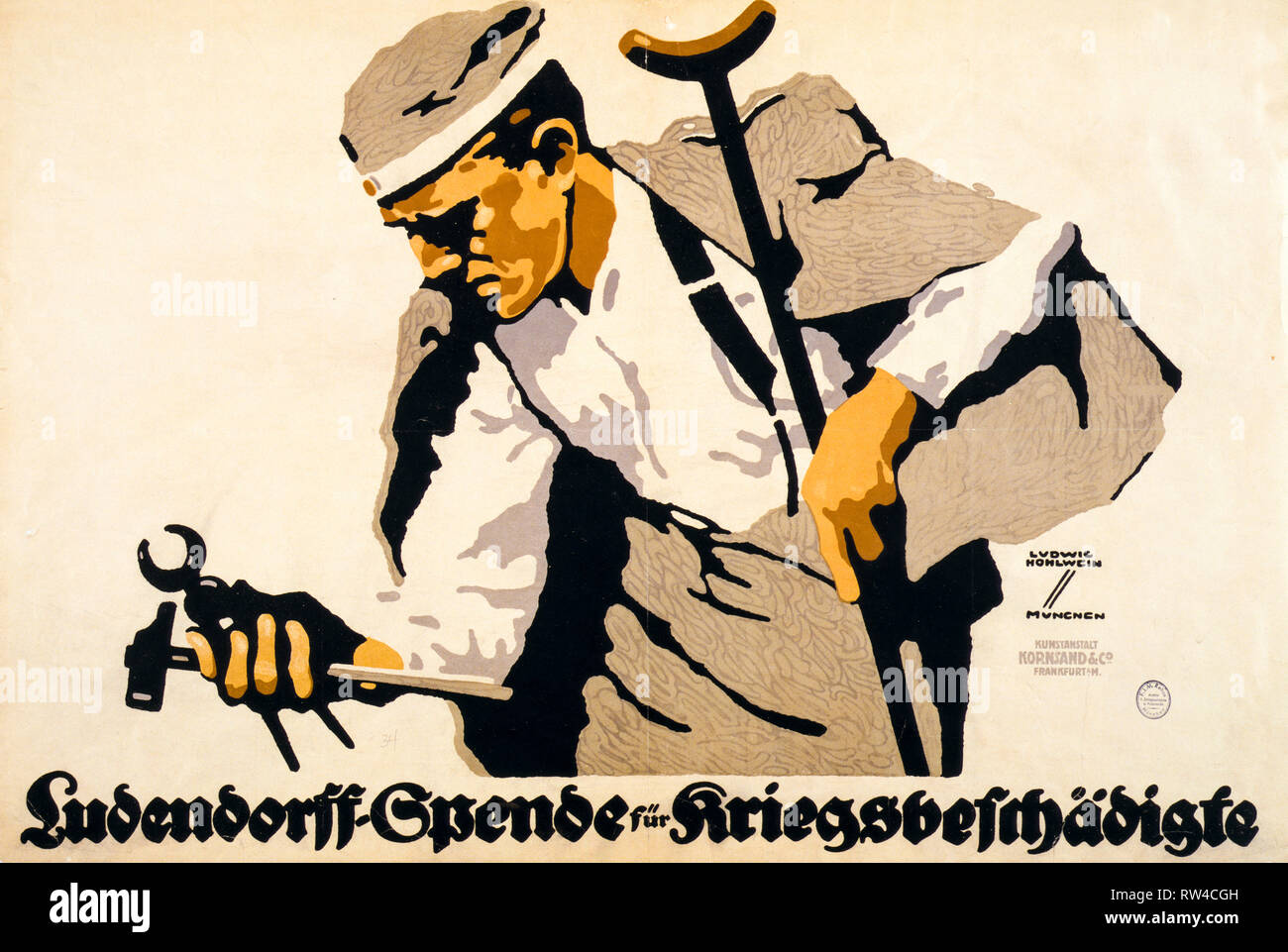 Il tedesco guerra mondiale 1 poster chiedendo donazioni di strumenti per i soldati feriti, c. 1914 - 1918, Ludwig Hohlwein - LOC Foto Stock