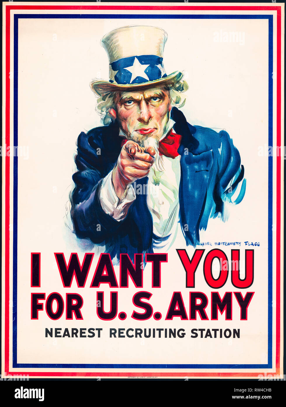 Voglio che per gli Stati Uniti Esercito, lo zio Sam, US Army Guerra Mondiale 1 poster di reclutamento, 1917 Foto Stock