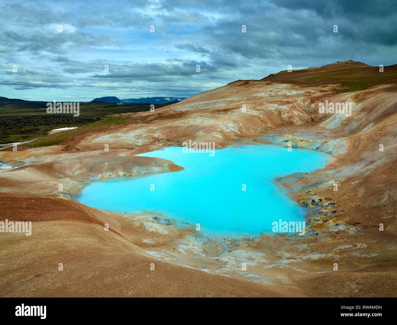 Leirhnukur primavera calda area, area geotermica, Islanda Foto Stock