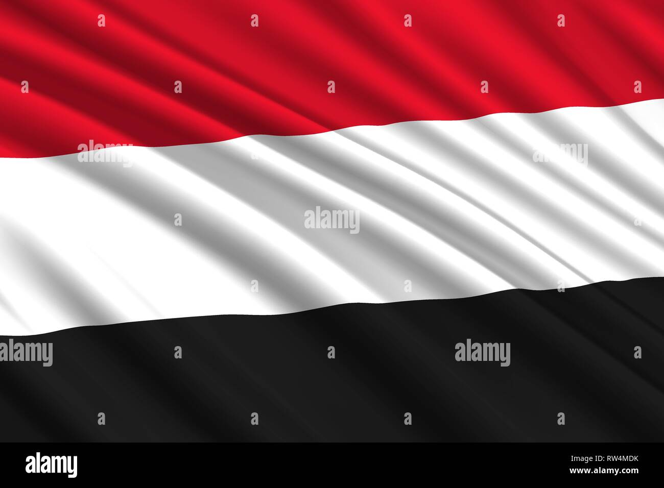Sventola bandiera dello Yemen. Illustrazione Vettoriale Illustrazione Vettoriale