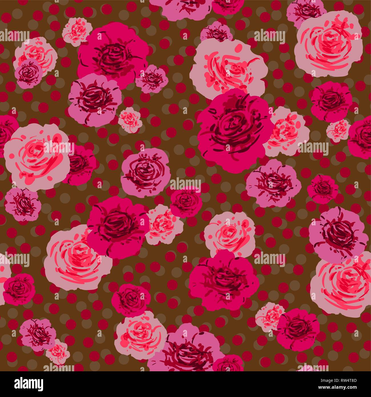 Moda fiori vintage print. Textured seamless pattern. Schizzo sfondo floreale. Illustrazione Vettoriale