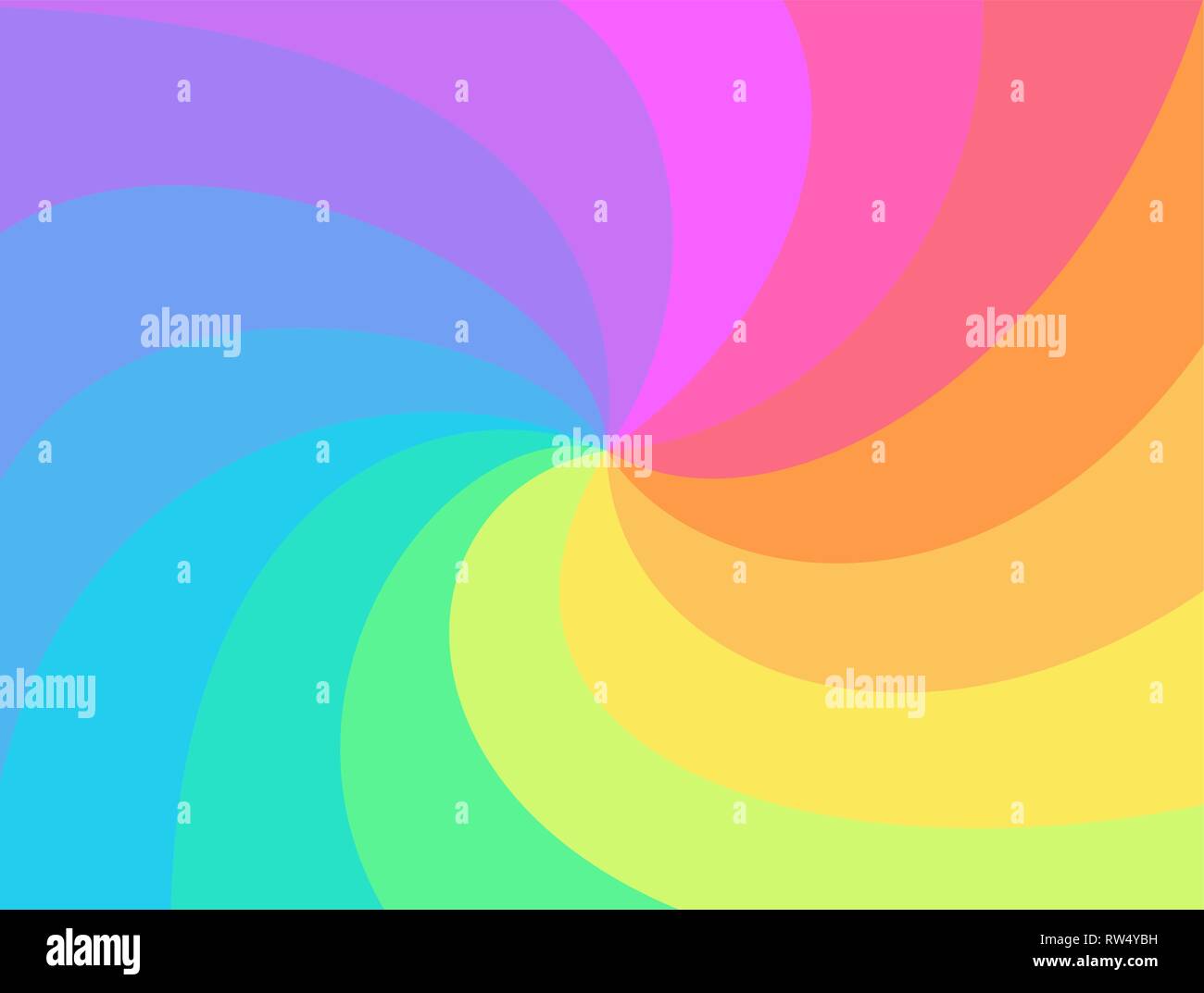 Arcobaleno sullo sfondo di turbolenza. Rainbow's raggi del ritorto a spirale. Starburst a vortice o sunburst volteggiano. Divertimento multicolore di idromassaggio per la progettazione,modello per Illustrazione Vettoriale