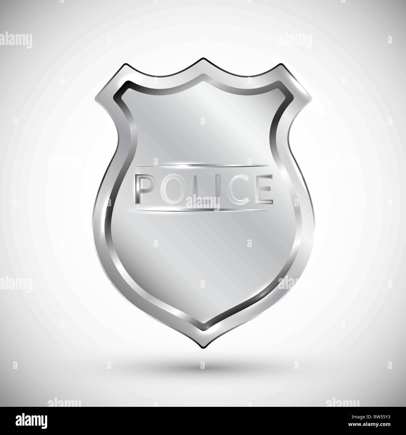 Badge di polizia illustrazione vettoriale isolati su sfondo bianco EPS10. Gli oggetti trasparenti utilizzati per le ombre e luci disegno. Illustrazione Vettoriale