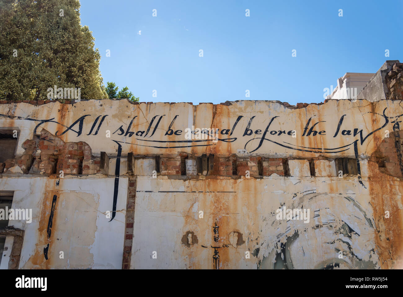Graffiti macchiato di Città del Capo in Sud Africa Foto Stock