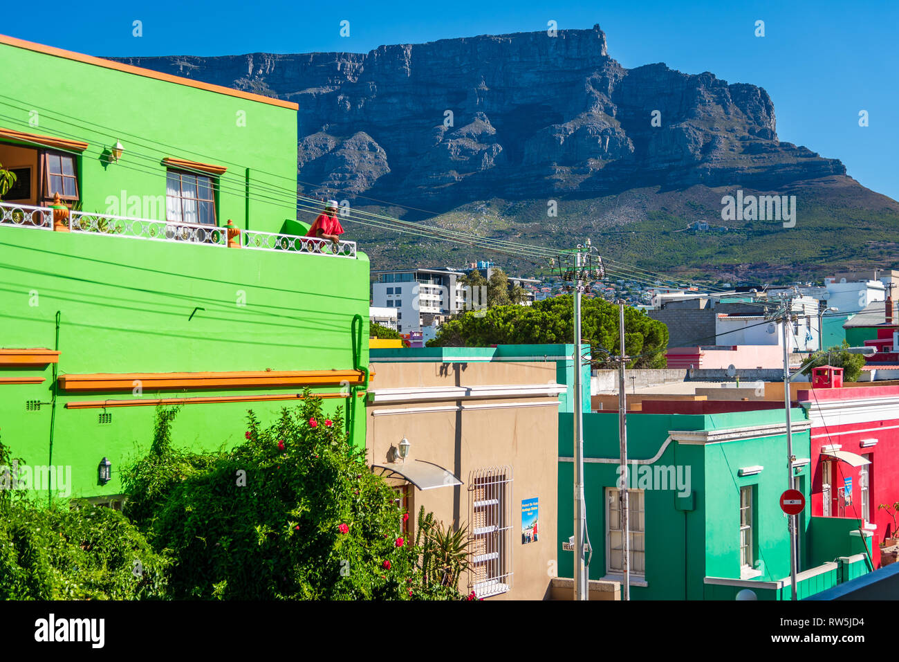 Le case colorate di Bo-Kaap, Cape Town, Sud Africa Foto Stock