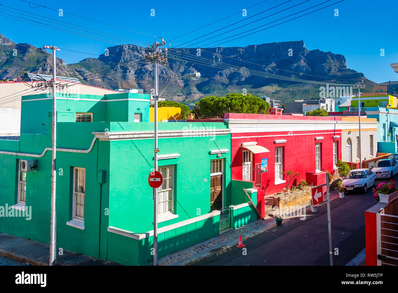 Le case colorate di Bo-Kaap, Cape Town, Sud Africa Foto Stock