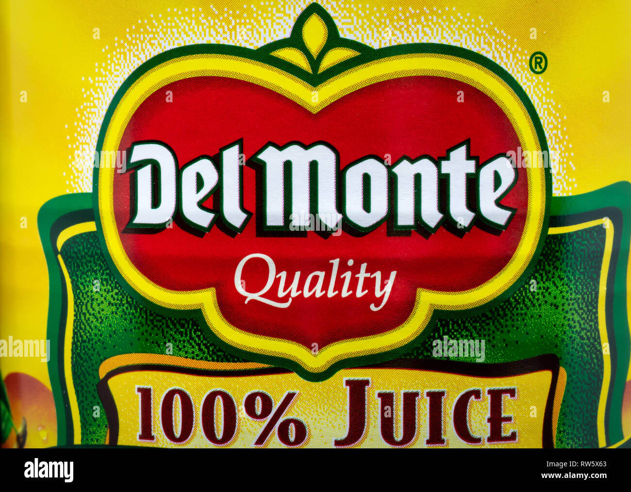ST. PAUL, MN/STATI UNITI D'America - 4 Marzo 2019: Del Monte conserve di frutta e logo del marchio. Del Monte Foods è un North American produzione e distribuzione alimentare. Foto Stock