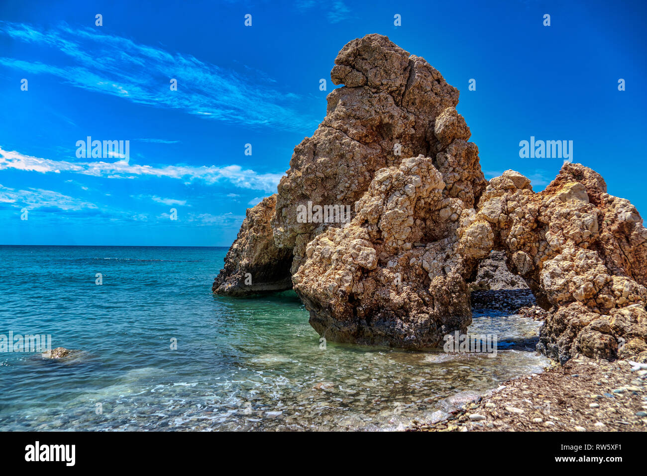 Cipro, Paphos, roccia Romiou il leggendario di Afrodite Foto Stock