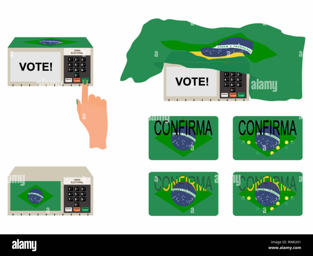 Gli elementi classici urna con Bandiera Brasile Illustrazione Vettoriale