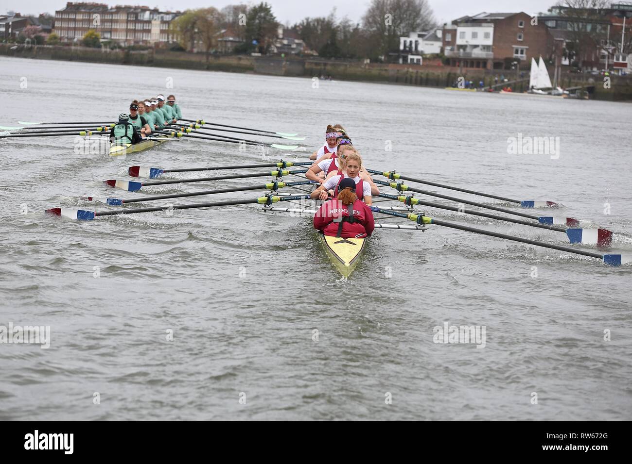 Boat Race Putney Londra CUWBC vs Oxford Marzo 2019 Foto Stock