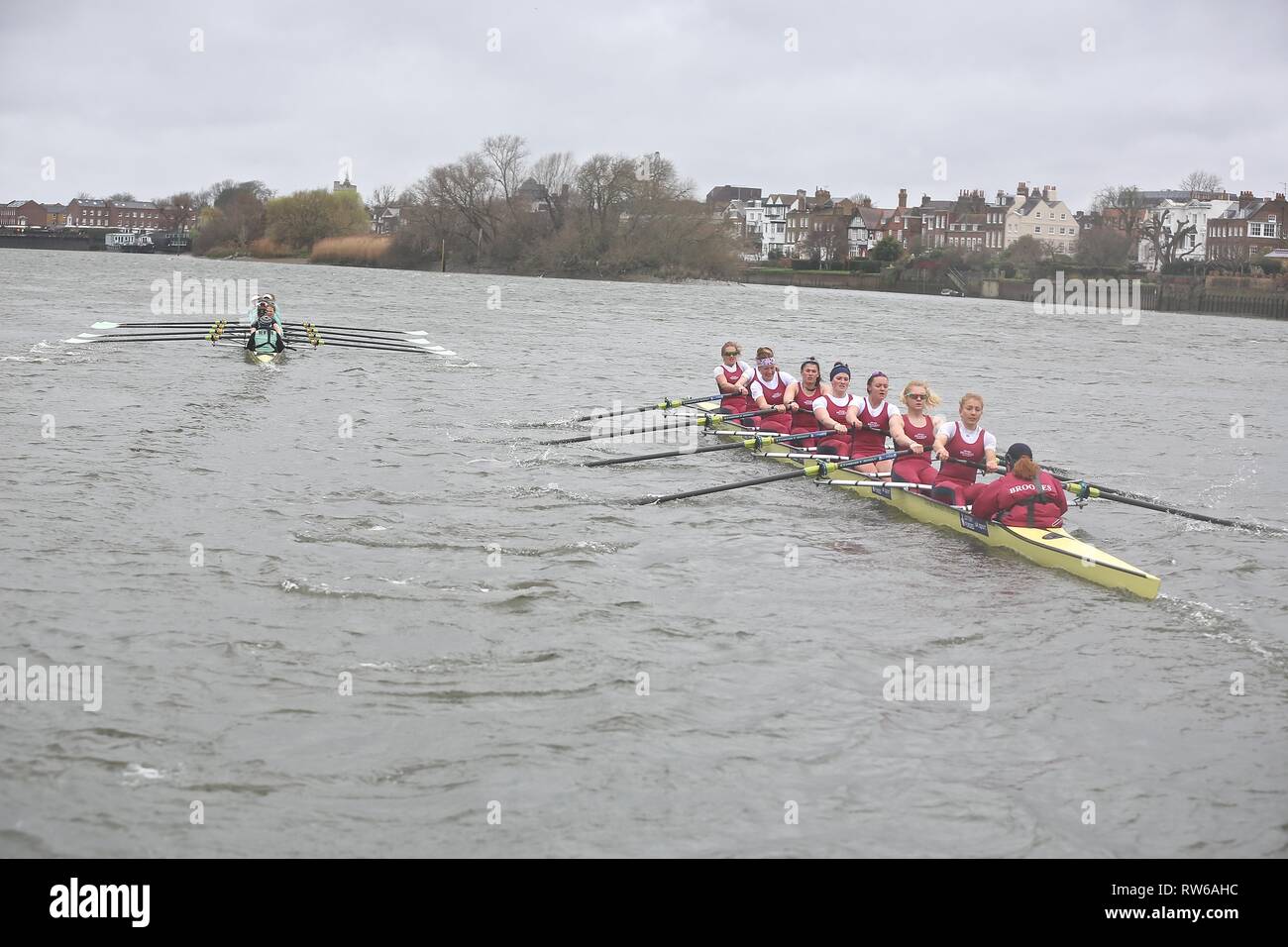 Boat Race Putney Londra CUWBC vs Oxford Marzo 2019 Foto Stock