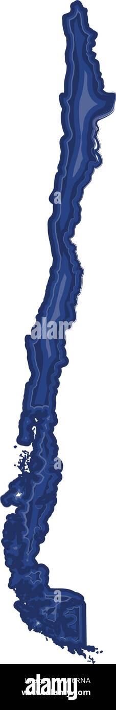 Mappa acquerello del Cile Illustrazione Vettoriale