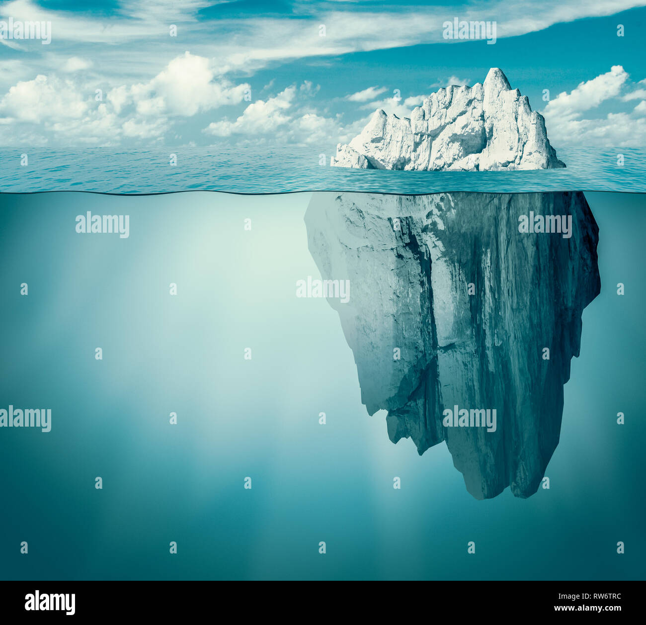 Iceberg in oceano nascosto come concetto di pericolo Foto Stock