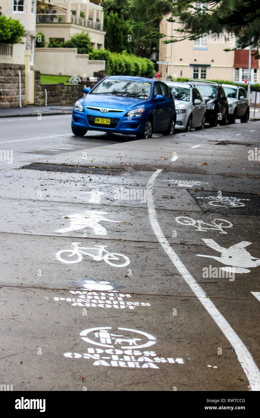 Manly penguin cartello segnaletico, viaggi avventura Australia Sydney Foto Stock