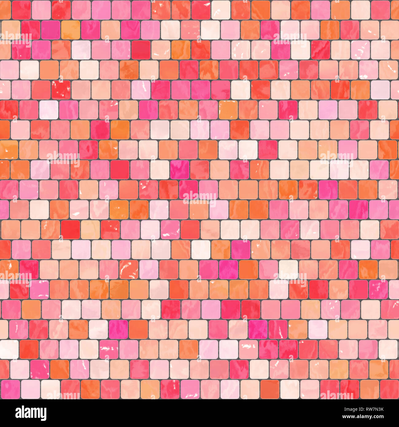 Alla moda in ceramica di colore rosa e arancio sfondo a mosaico. Seamless texture in piscina, bagno o della cucina Foto Stock