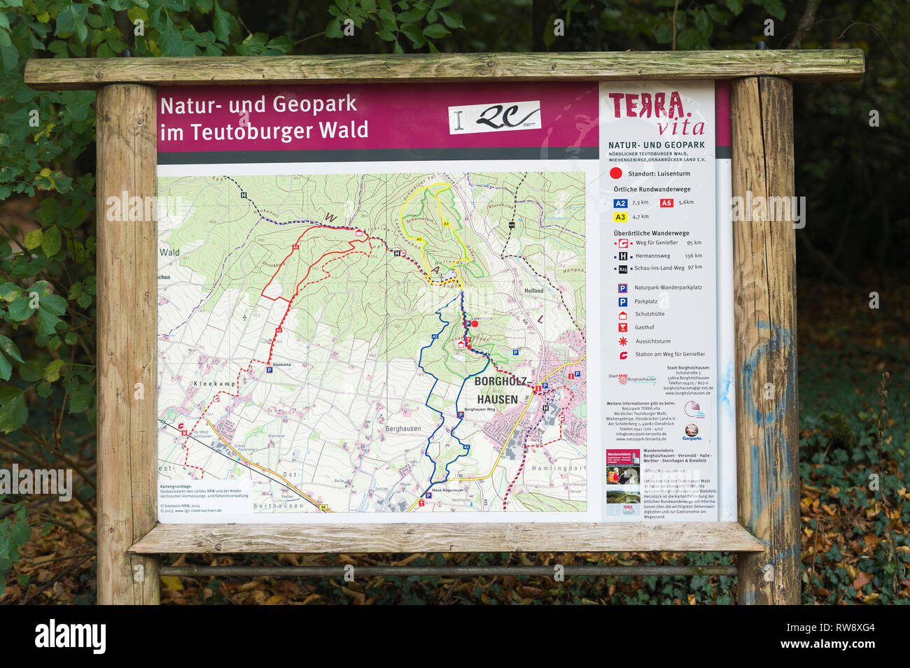 Informazioni Mappa Teutoburger Wald Foto Stock