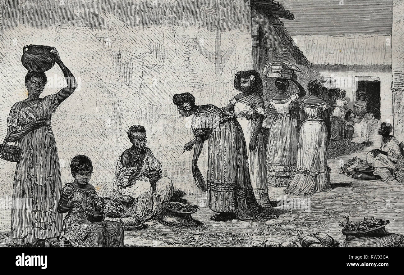 America. Il Brasile. Agenti e vendros del par. Viaggio al fiume del Amazon e le gamme della montagna, da C. Wiener. 1879-1882. Foto Stock