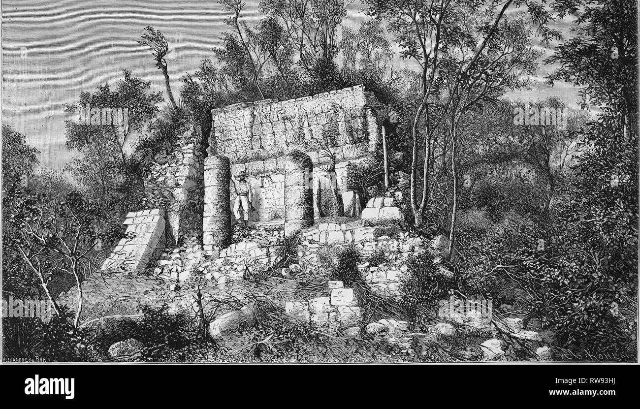 America. Ballcourt di Chichen Itza. Messico. Incisione, XIX c. Il mio scoperte in Messico e in America Centrale e dal desiderio a Charnay. Foto Stock