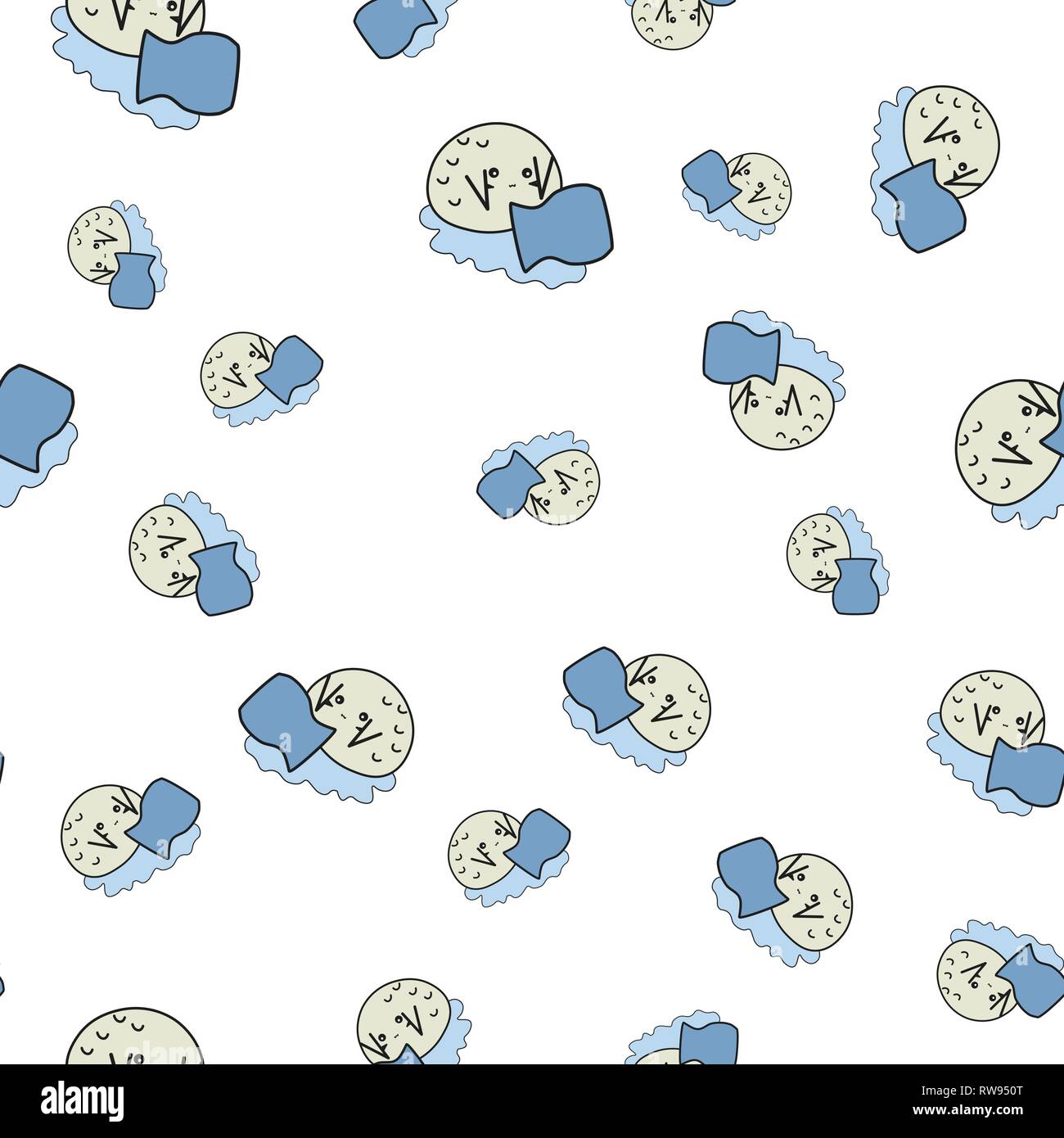 Modello senza giunture di cartoon coniglietti che denota segni zodiacali. Illustrazione Vettoriale su sfondo bianco. Illustrazione Vettoriale