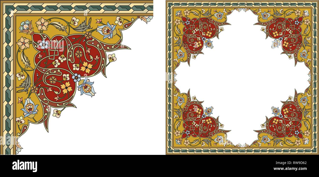 Arabesque vettore - ornamentali design orientale, telaio di confine, colorati Illustrazione Vettoriale