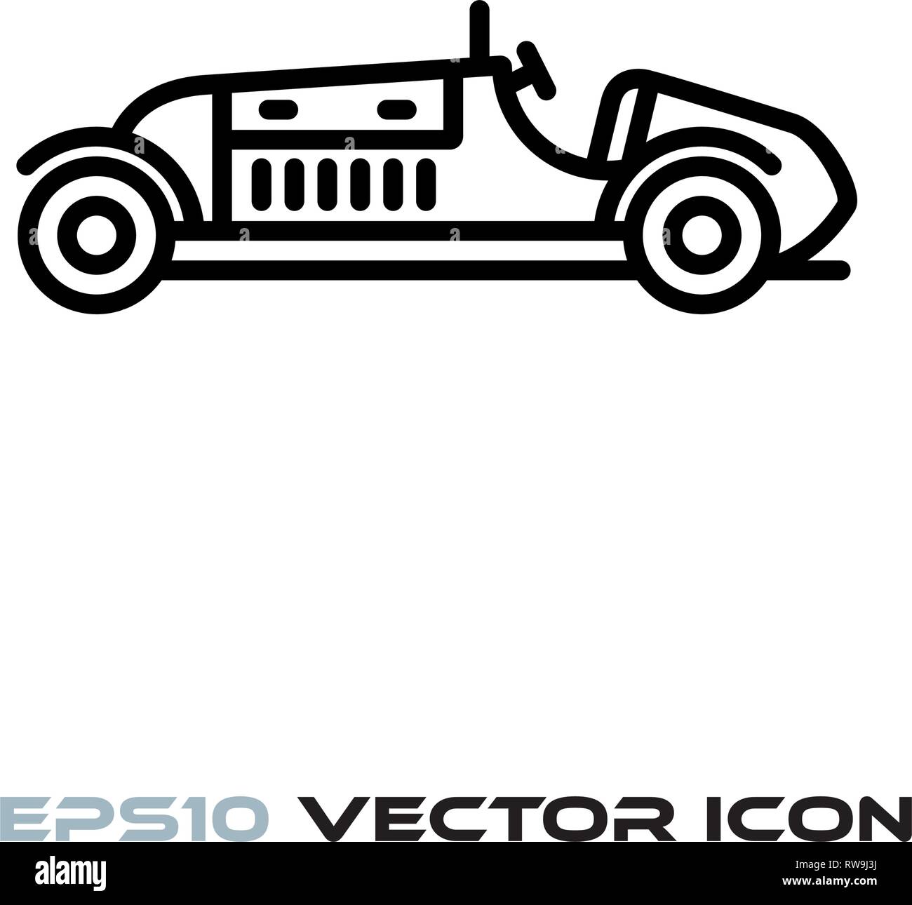 Vintage racing car linea piatta icona illustrazione vettoriale Illustrazione Vettoriale