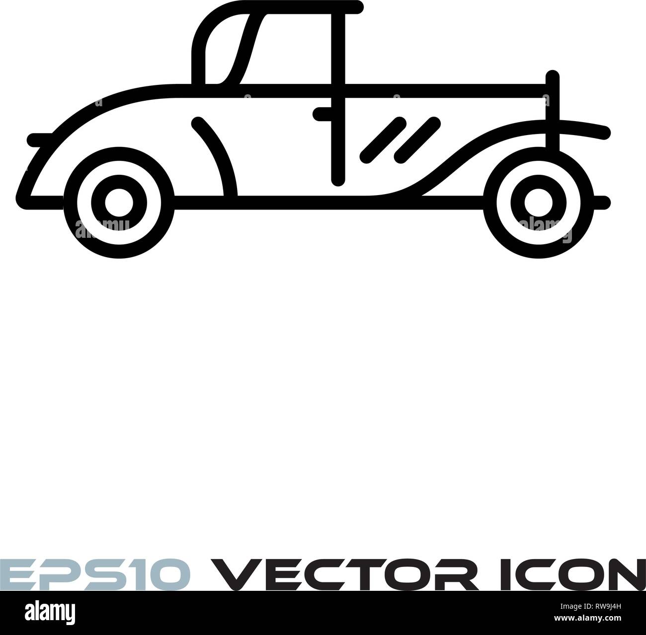 Auto d'epoca linea piatta icona illustrazione vettoriale Illustrazione Vettoriale