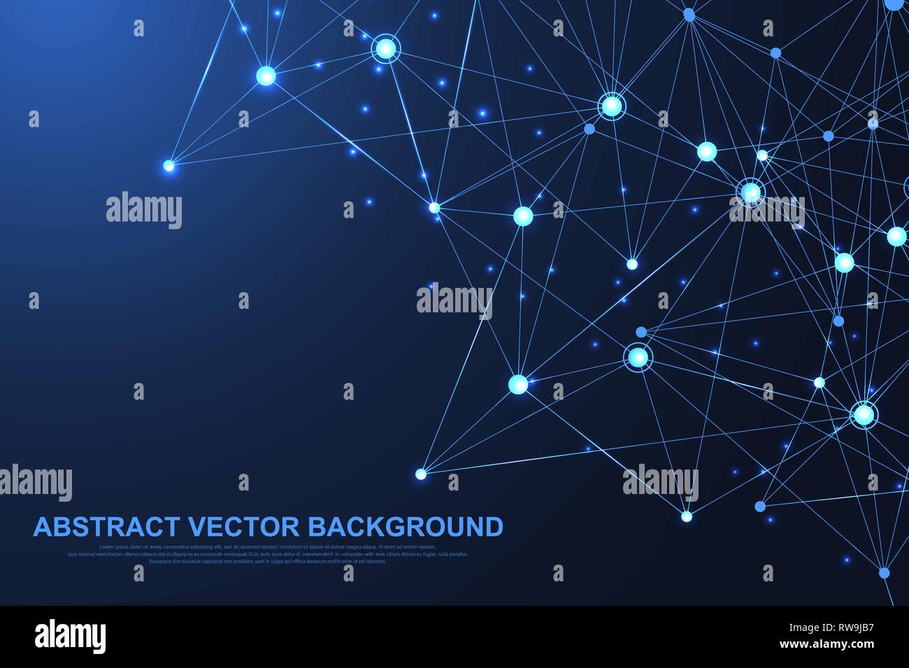 Plesso astratta sfondo con linee collegate e punti. Flusso d'onda. Plexus effetto geometrico di dati di grandi dimensioni con composti. Plesso linee, array minimo Illustrazione Vettoriale