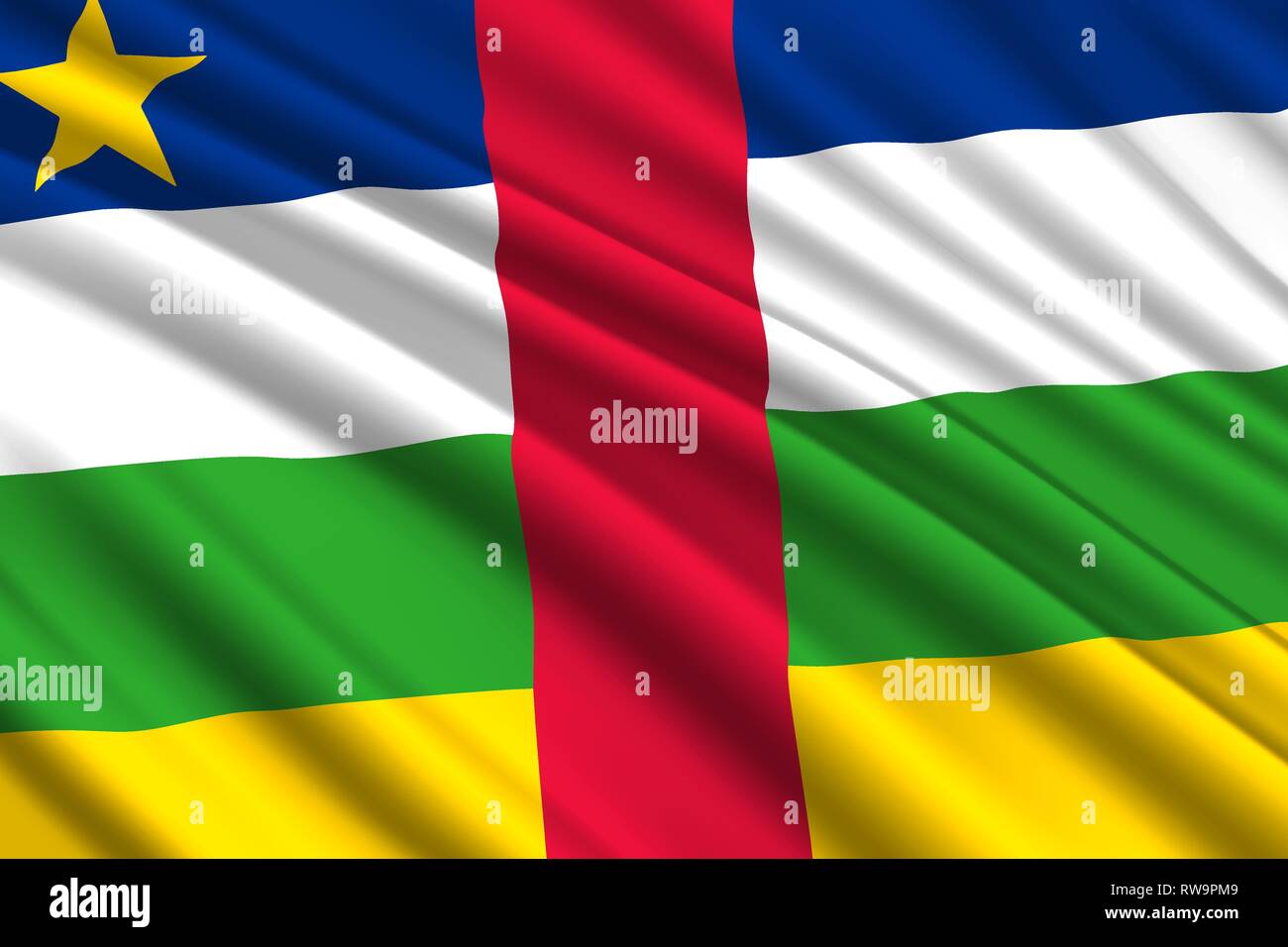 Sventola bandiera della Repubblica Centrafricana. Illustrazione Vettoriale Illustrazione Vettoriale