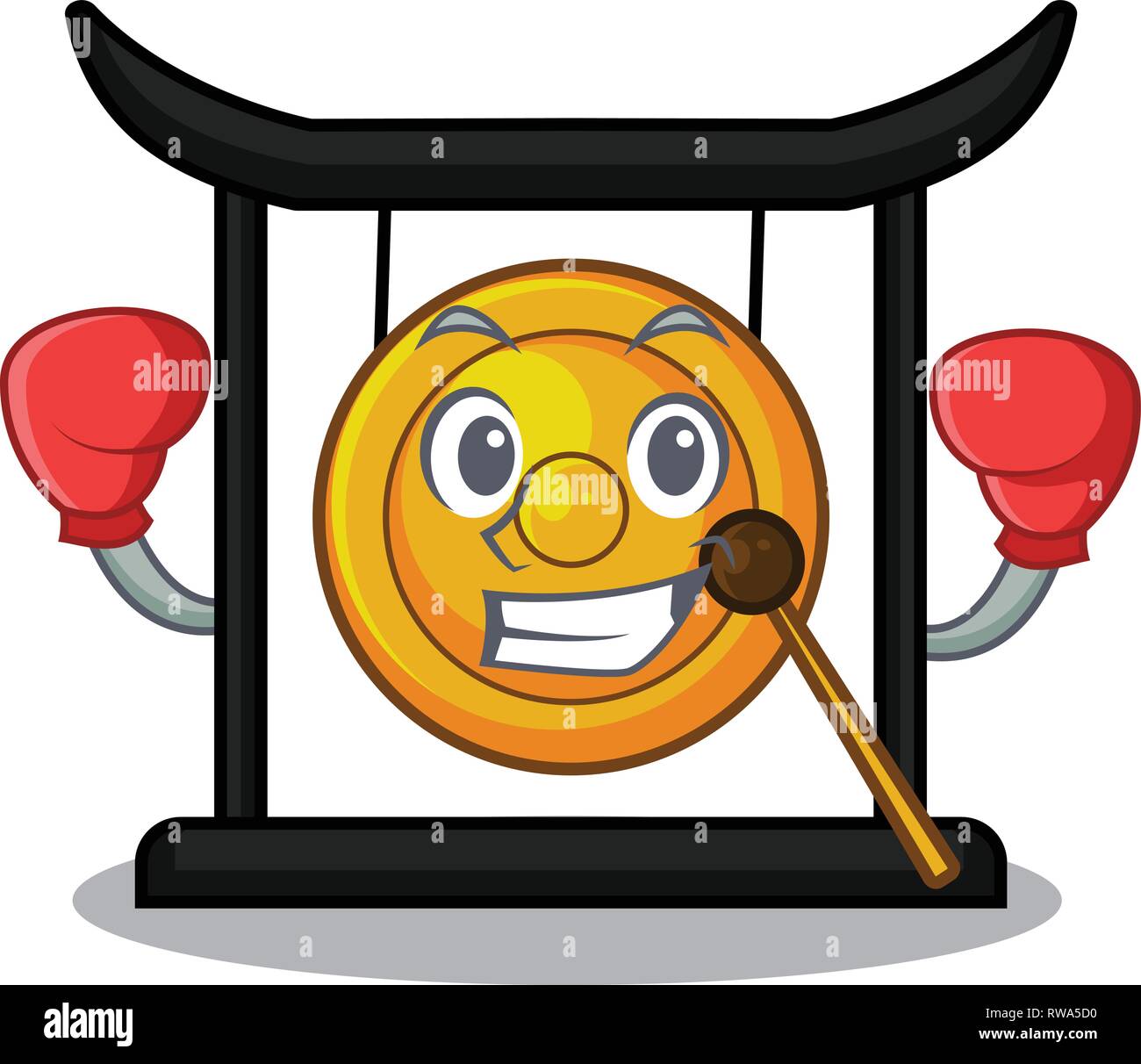 Il pugilato goldeng gong nella forma dei caratteri Illustrazione Vettoriale