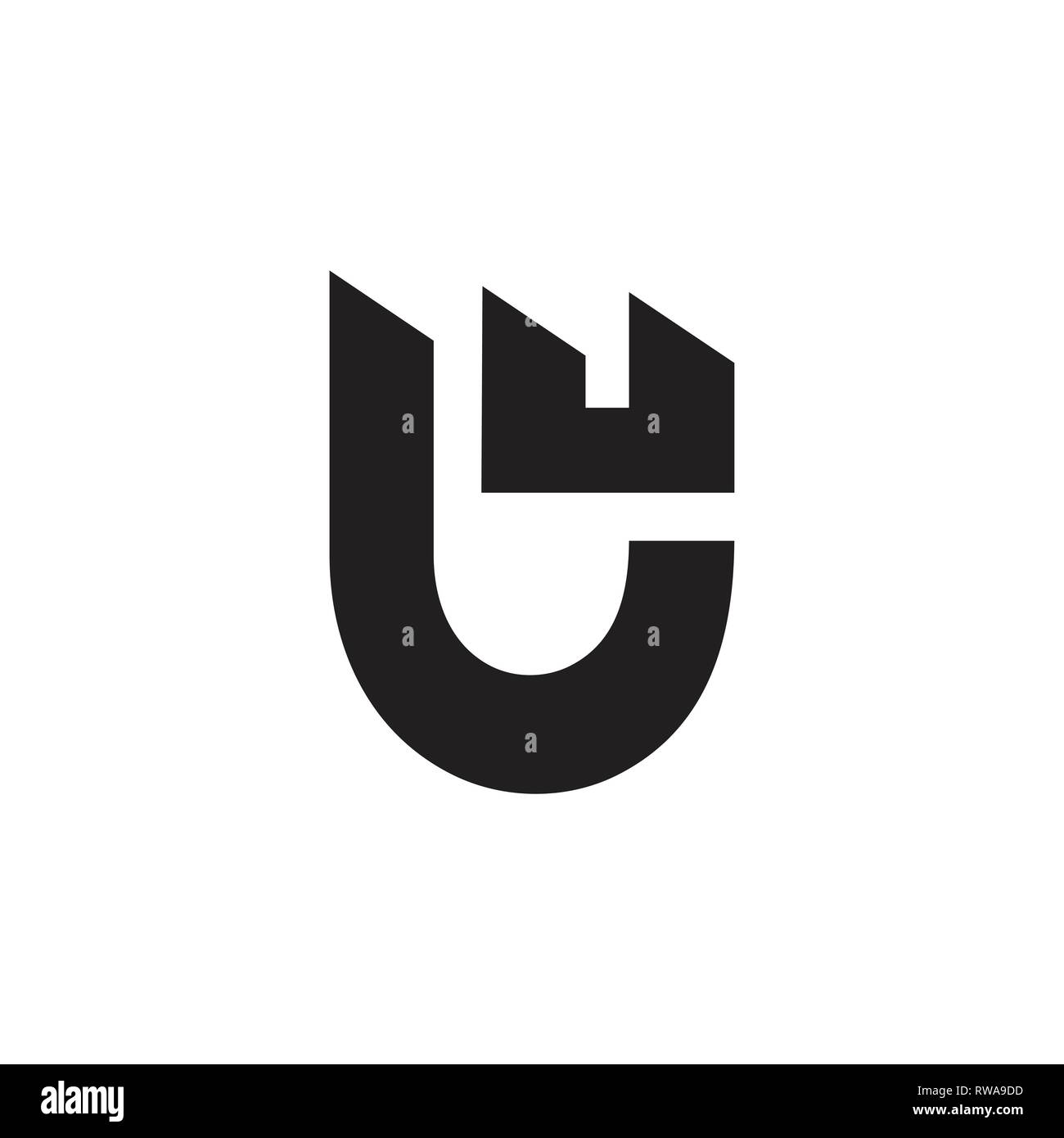 Lettera u semplice emblema vettore logo Illustrazione Vettoriale