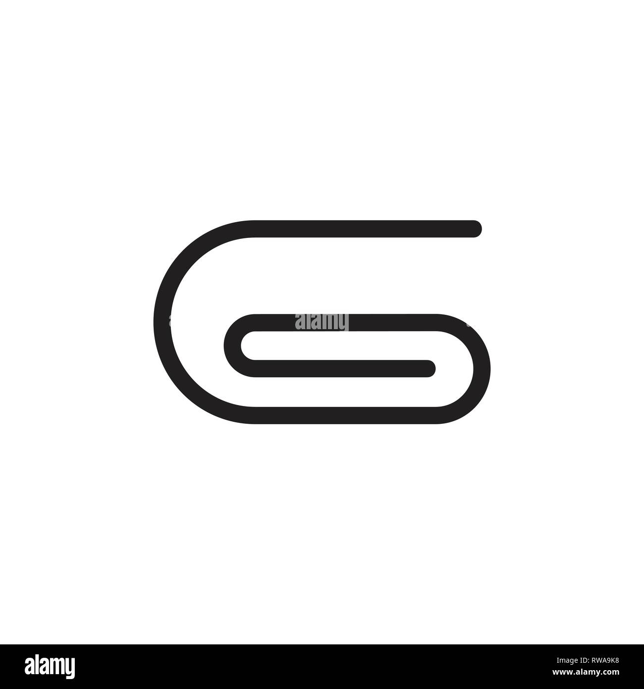 Lettera g documento semplice clip logo office Illustrazione Vettoriale