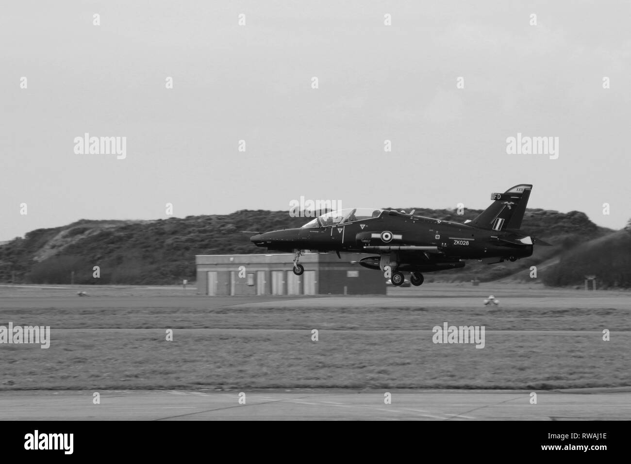 Hawk T2 Jet, RAF Valley Anglesey, Galles REGNO UNITO Foto Stock