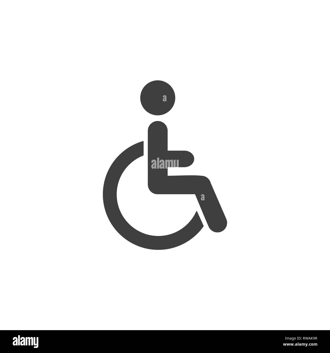 Uomo disabili poltrona icona mediche semplice piatto illustrazione. Illustrazione Vettoriale