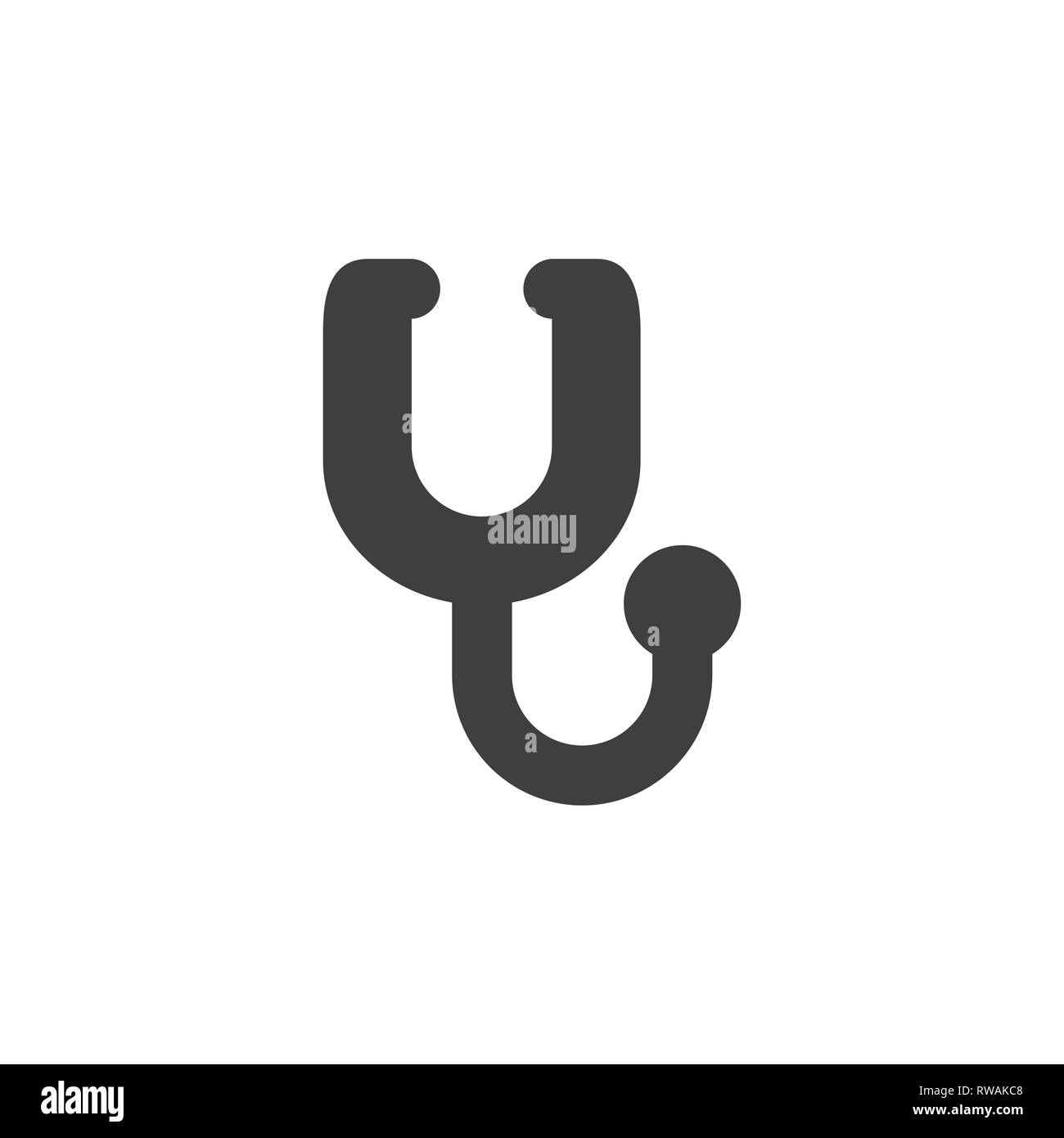 Stetoscopio icona mediche segno semplice piatto illustrazione. Illustrazione Vettoriale