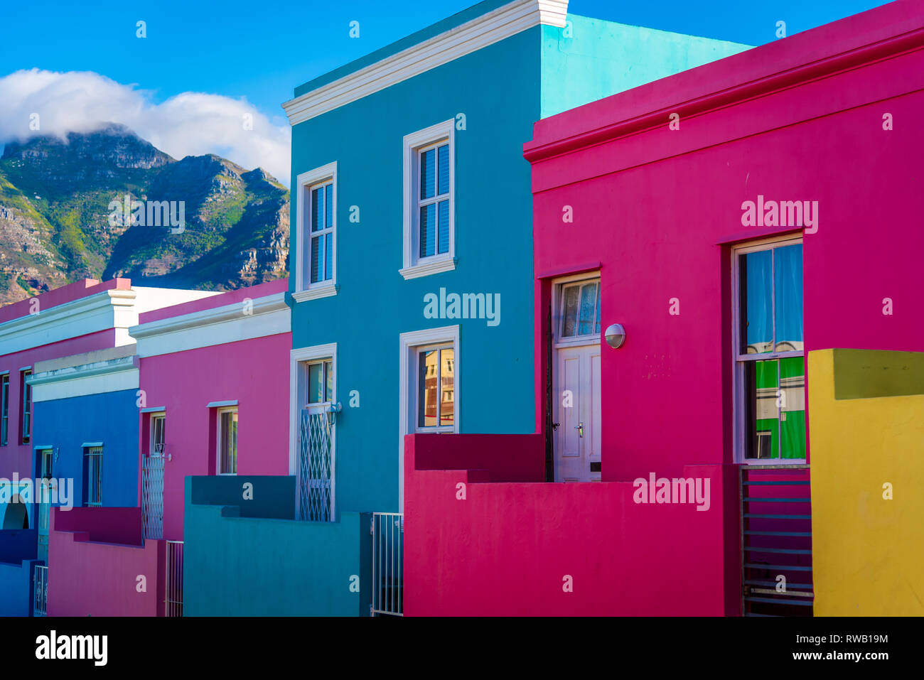 Le case colorate di Bo-Kaap, Cape Town, Sud Africa Foto Stock