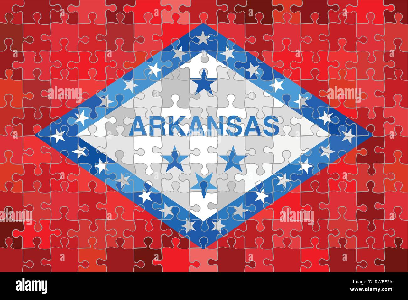 Arkansas bandiera fatta di puzzle di sfondo - Immagine Illustrazione Vettoriale