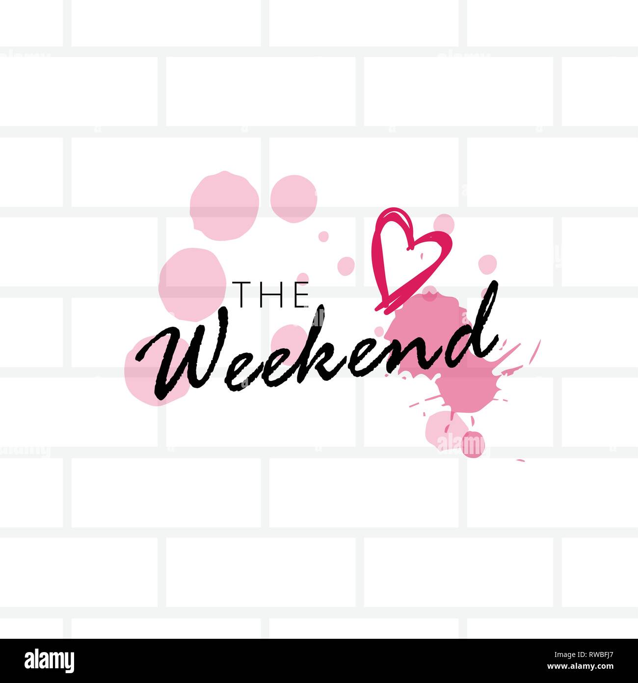 Il weekend oncept calligraphy lettering poster mattoni grigio schizzo di sfondo Illustrazione Vettoriale