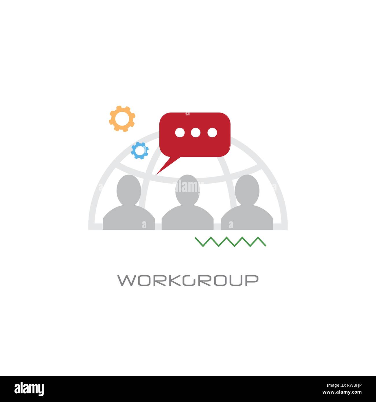 Gestione di gruppi di lavoro del team di business globale di comunicazione del parlato la leadership del gruppo di lavoro il concetto di incontro stile linea sfondo bianco Illustrazione Vettoriale