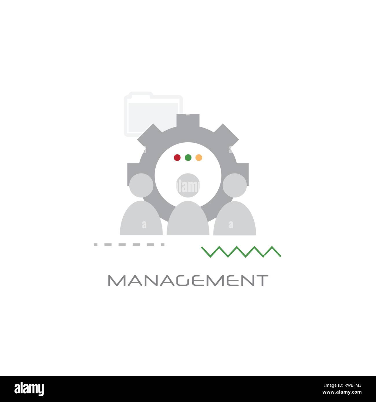 Team aziendale del processo di lavoro della società del gruppo di lavoro il concetto di gestione stile linea sfondo bianco Illustrazione Vettoriale