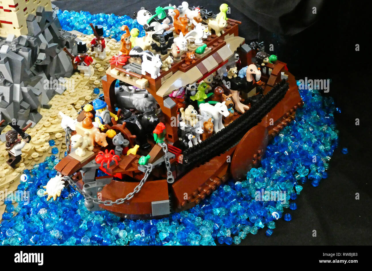 Lego mostra, l'arca di Noè, Saint-Privat-des-Vieux, Gard, Occitanie, Languedoc-Roussillon, Francia, Europa Foto Stock