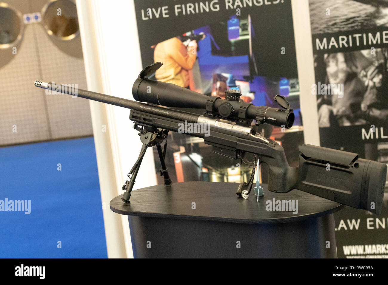 A Londra il 6 marzo 2019 la sicurezza e contro il terrore Expo 2019 a Olympia London fucile da cecchino Credito: Ian Davidson/Alamy Live News Foto Stock