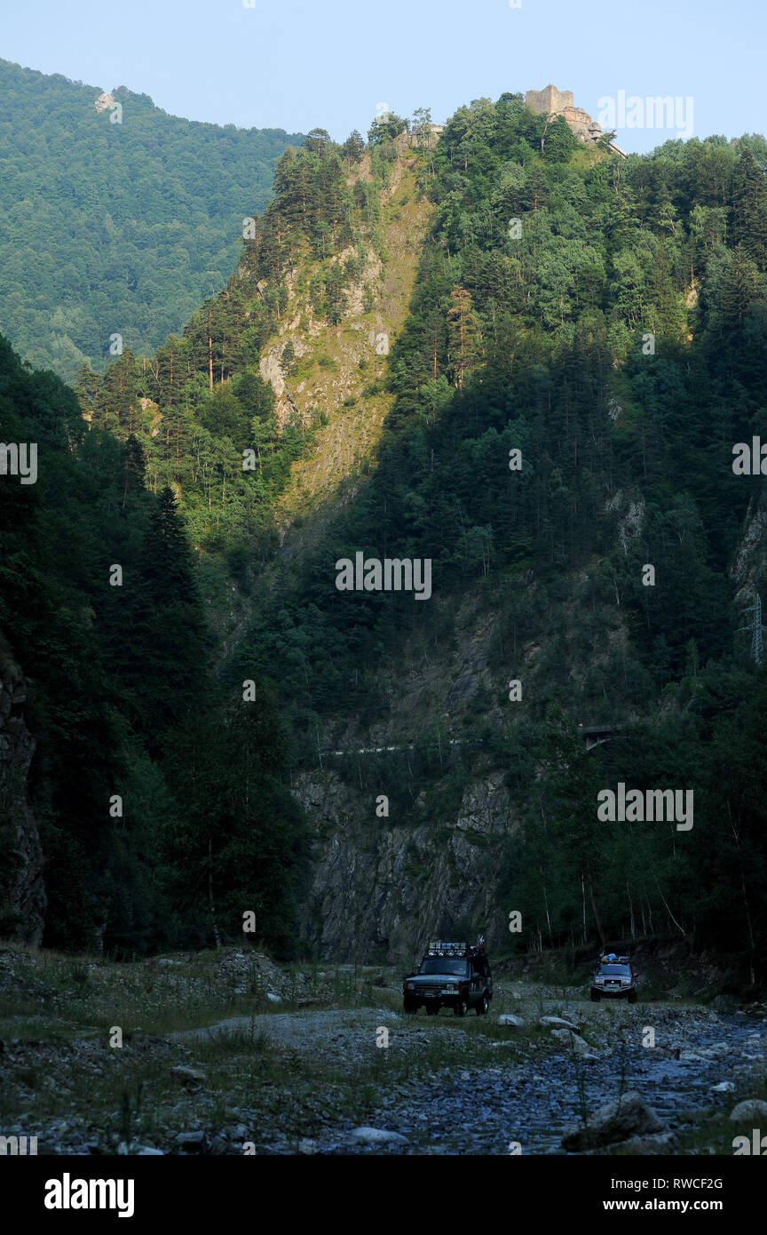 Cetatea gotico Poenari Poenari (castello) in Poenari, Romania. Il 18 luglio 2009, costruita nel XIII secolo e ricostruita nel XV secolo da Vlad l'Impalatore voivo Foto Stock