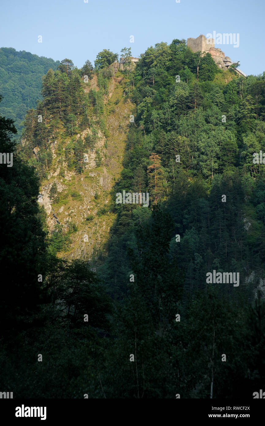 Cetatea gotico Poenari Poenari (castello) in Poenari, Romania. Il 18 luglio 2009, costruita nel XIII secolo e ricostruita nel XV secolo da Vlad l'Impalatore voivo Foto Stock
