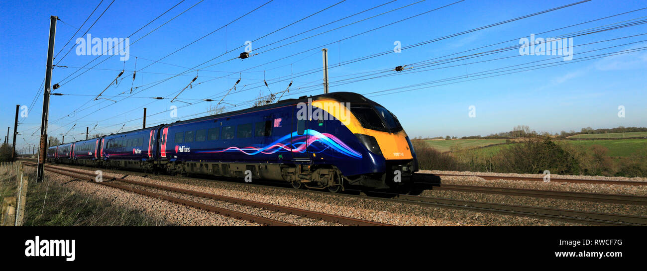 180 Zephyr classe, primo scafo treni, East Coast Main Line Railway, Peterborough, CAMBRIDGESHIRE, England, Regno Unito Foto Stock