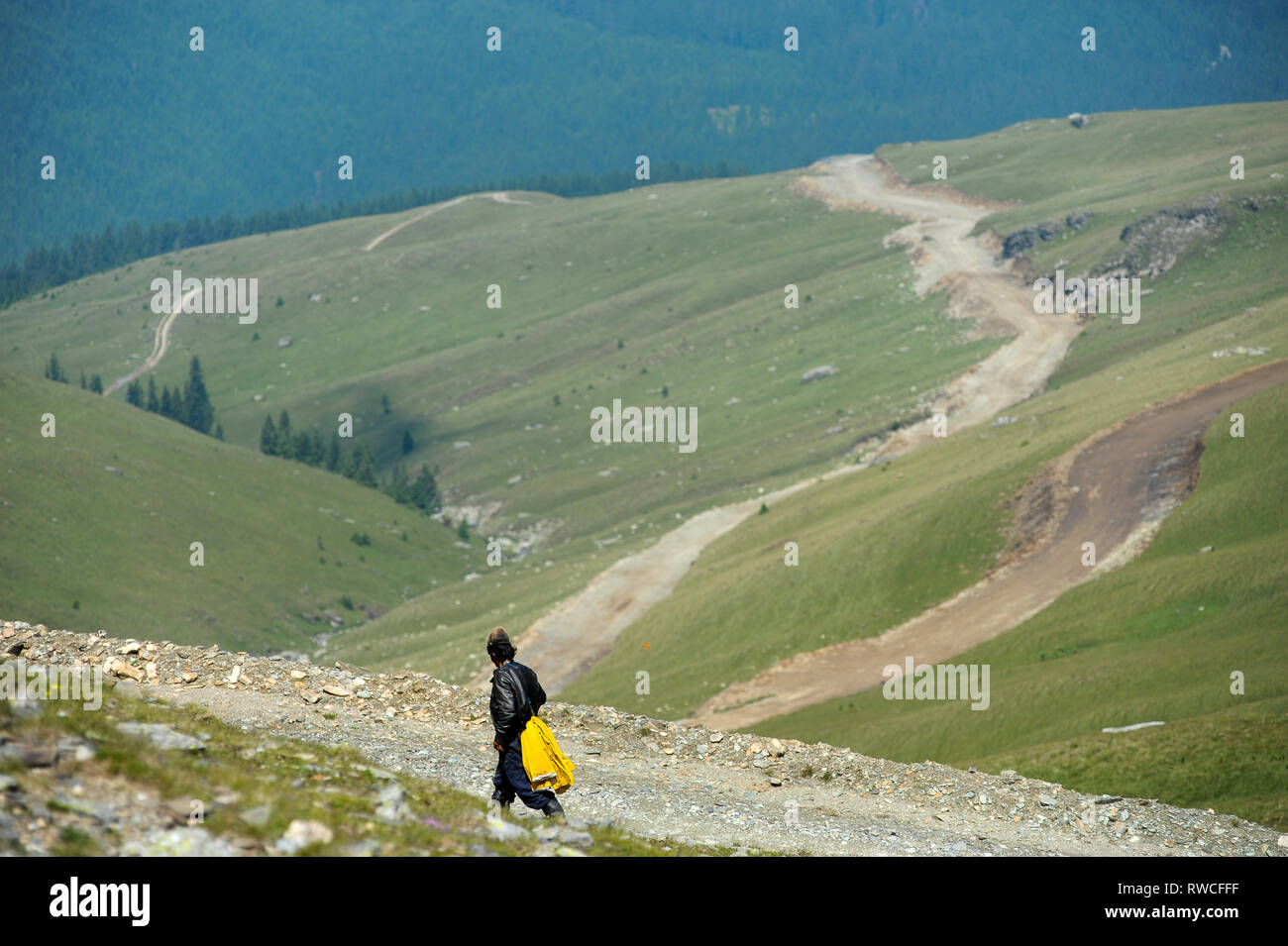 Transalpina road (DN67C) nelle montagne Parang nei Carpazi Meridionali in Romania. Il 18 luglio 2009 © Wojciech Strozyk / Alamy Stock Photo Foto Stock