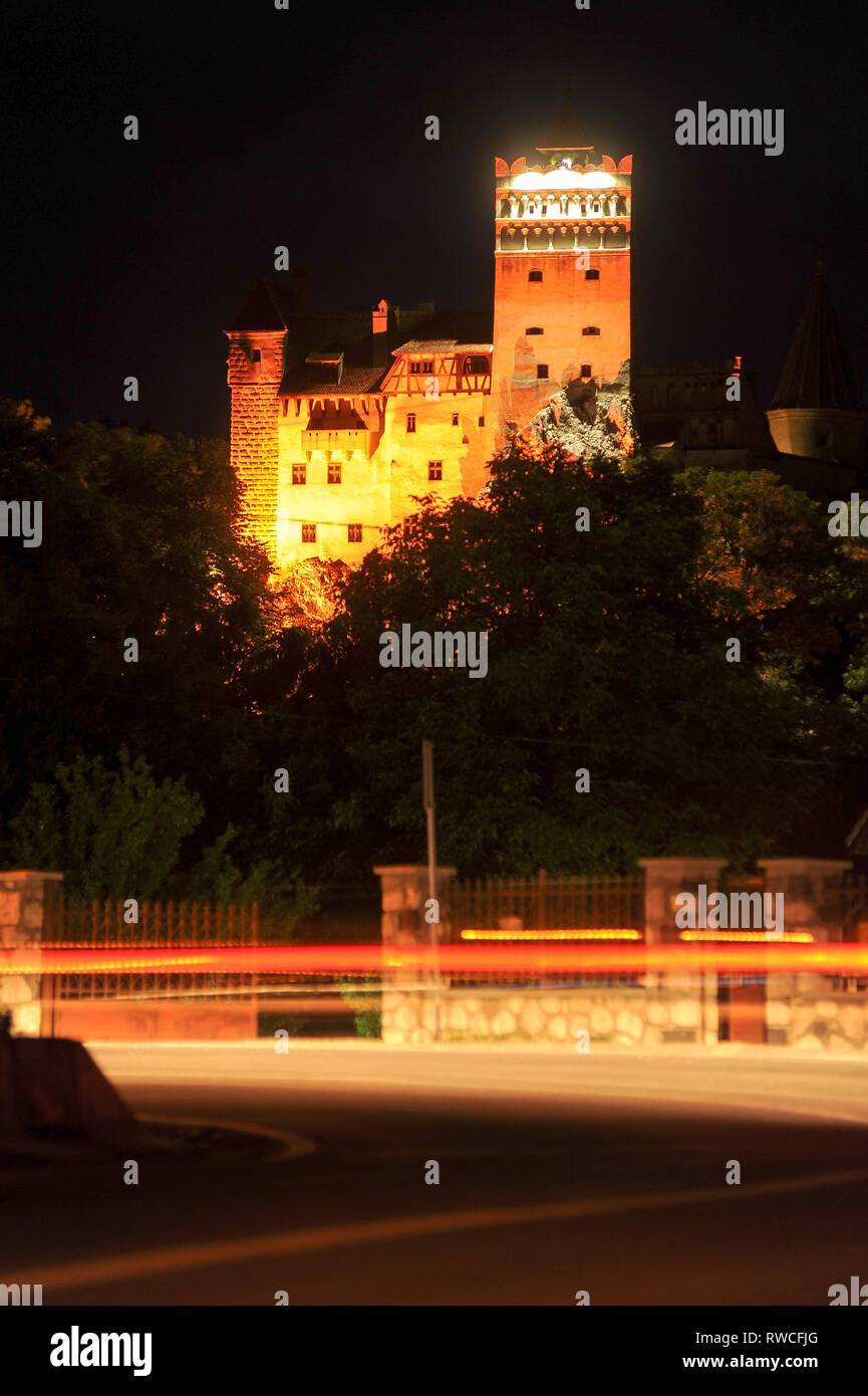 Crusca di gotico Castello di Bran, Romania. 19 luglio 2009, costruita nel XIII secolo e ricostruita nel XV secolo chiamato Castello di Dracula collegato con Vlad I Foto Stock