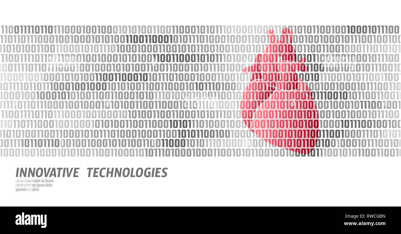 Cuore umano medicina anatomica forma. Medico online codice binario informazioni sul flusso di dati innovativa tecnologia illustrazione vettoriale Illustrazione Vettoriale